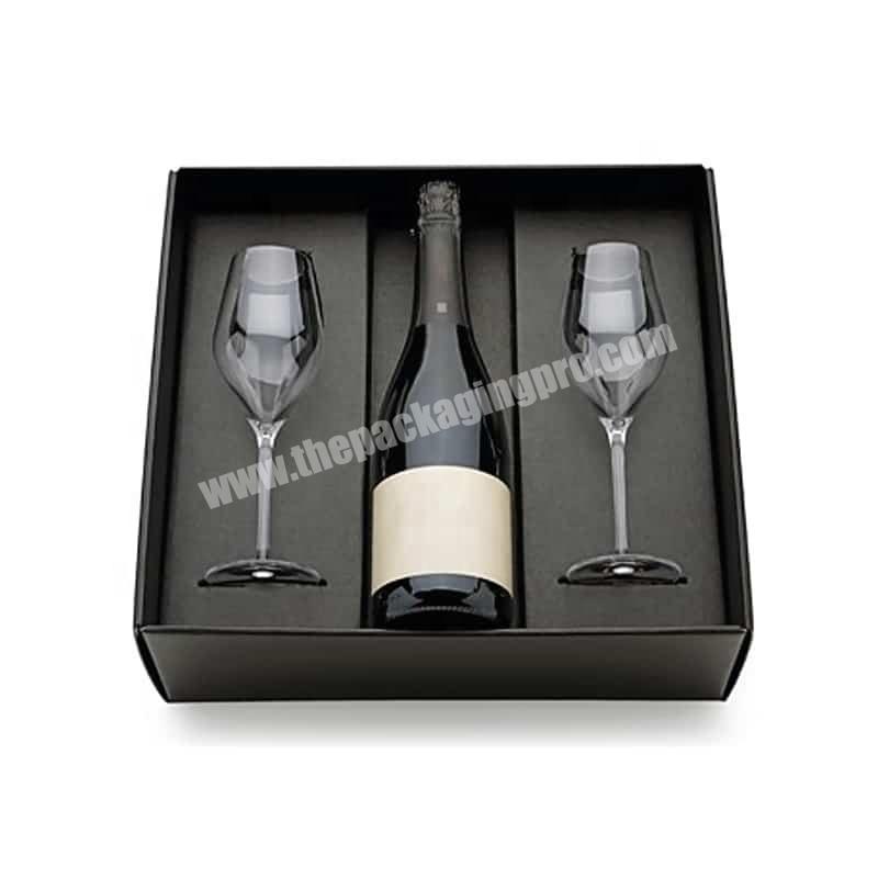 Luxury single wine glass bottle gift packaging wine set packaging box paper magnetic boxes with black EVA