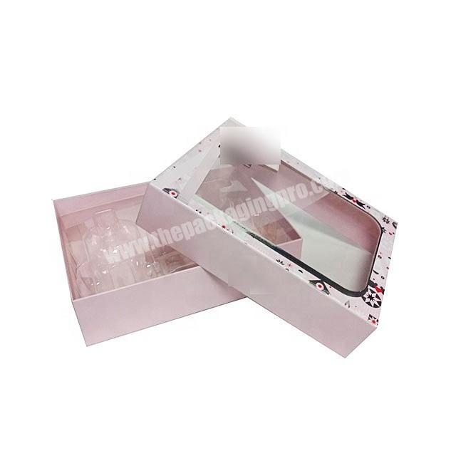 luxury skin care cosmetic jar packaging pink paper packaging box  with PVC window