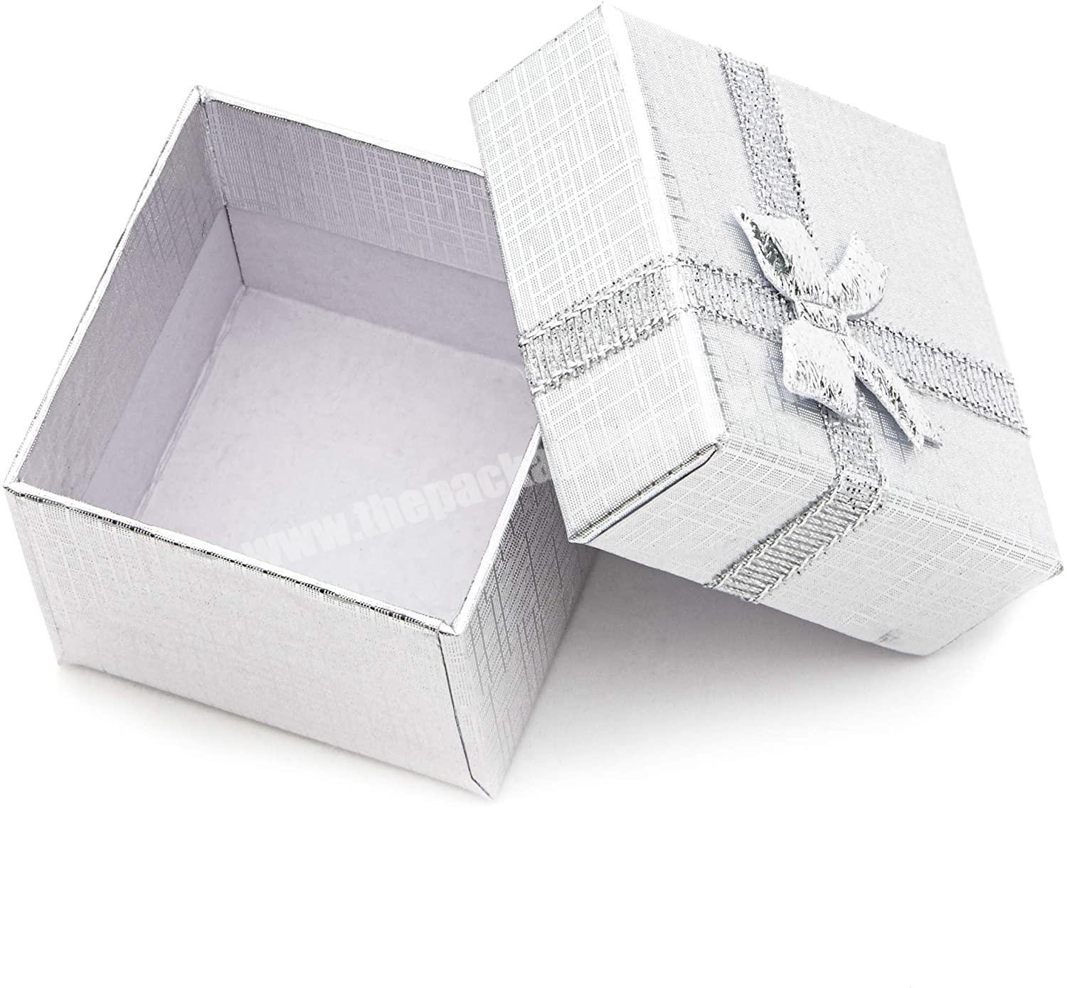 Luxury square mini jewelry storage box bow decoration wedding custom gift box
