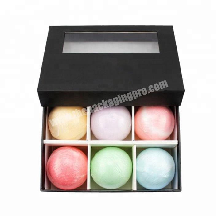 luxury storage black cardboard boxes soap paper packaging for soap packing with clear window
