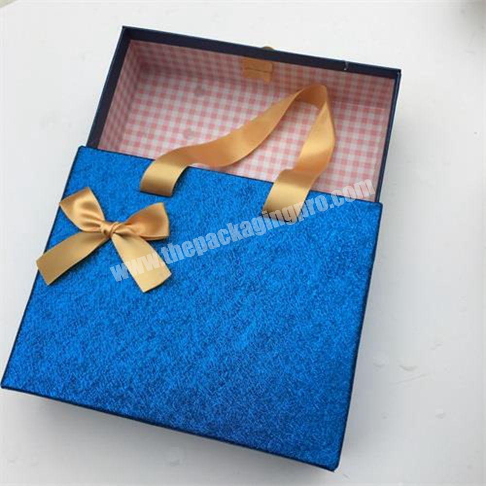 Luxury Storage Custom Cardboard Jewelry Gift Box Type Of Drawer Blue Slide