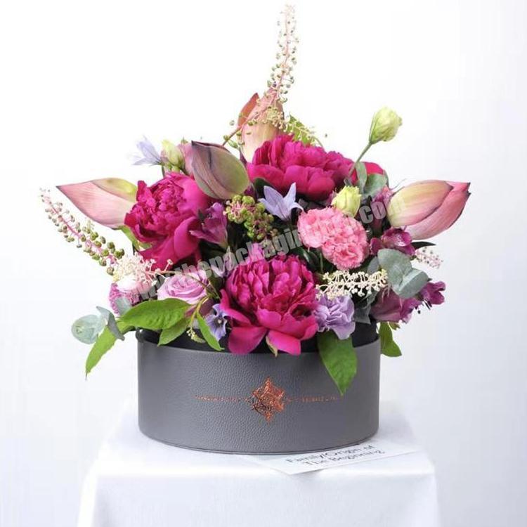 luxury superior quality pu leather flower box with nice gold stamping