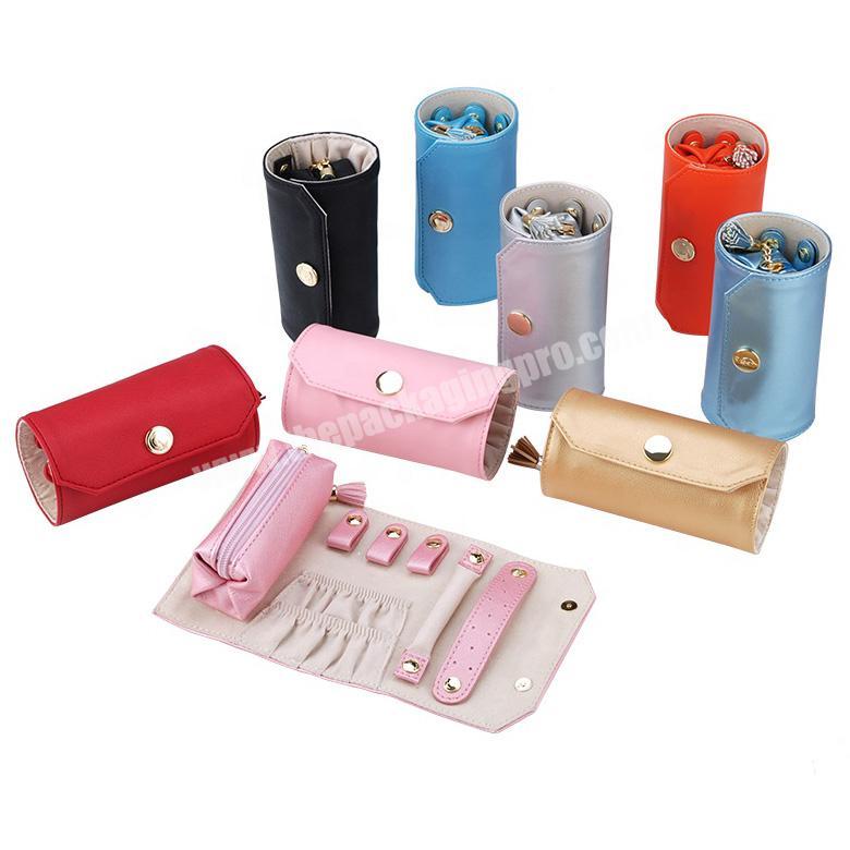 Luxury travel storage bag can hold earrings, necklace rings and foldable artificial leather