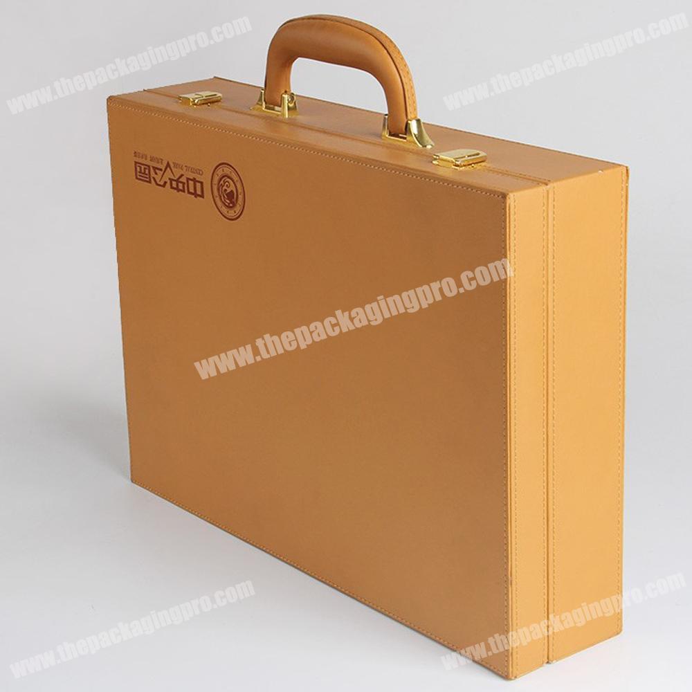 Luxury unfinished folding leather wooden wine box