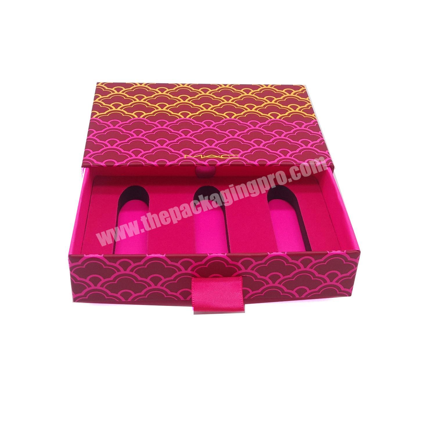 Luxury UV print packaging for lipstick cosmetics packing box with drawer