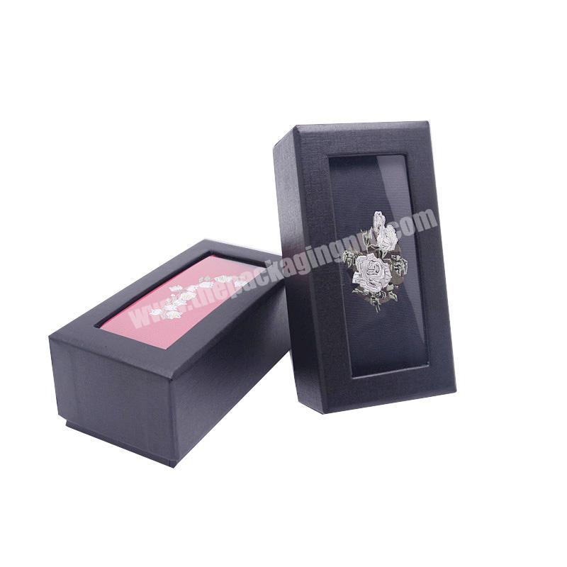 Luxury wallet packing box gift packing black box with clear pvc window