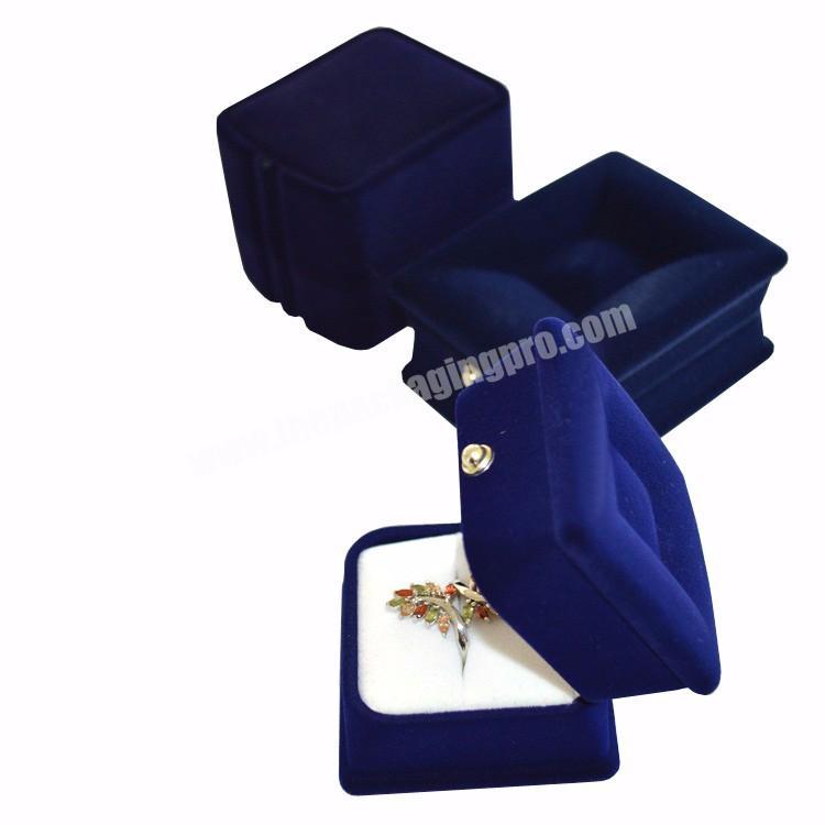 Luxury Wedding Favour Blue Velvet Ring Jewelry Gift Case