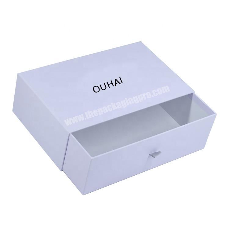 Luxury White Cardboard Sliding Drawer Gift Box with Ribbon