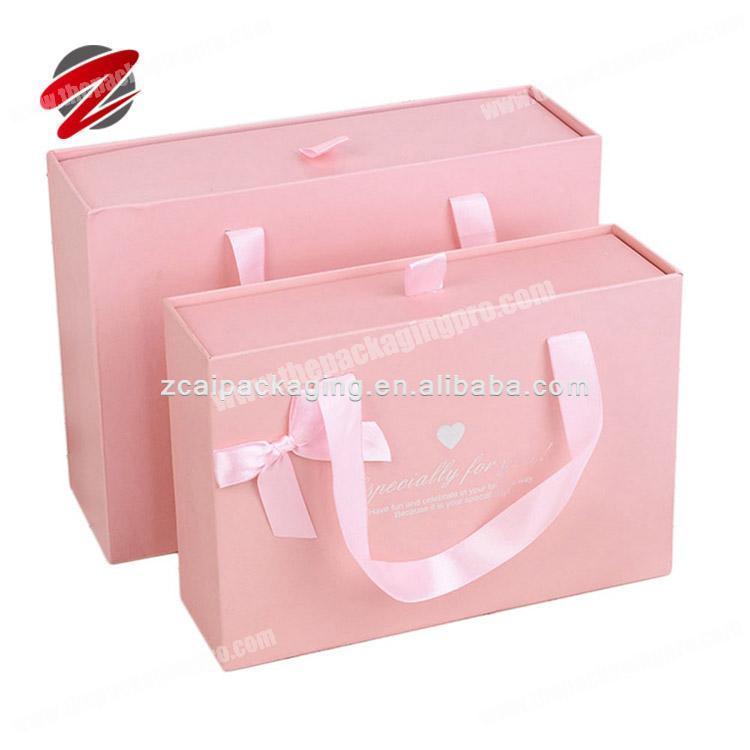 Luxury wholesale custom weave hair wig extension packaging box with satin ribbon handles