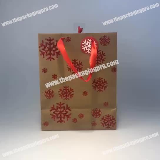Luxury Wholesale Hot Sale Custom print christmas gift Bag craft shopping bag paper  handle Custom Kraft Bag