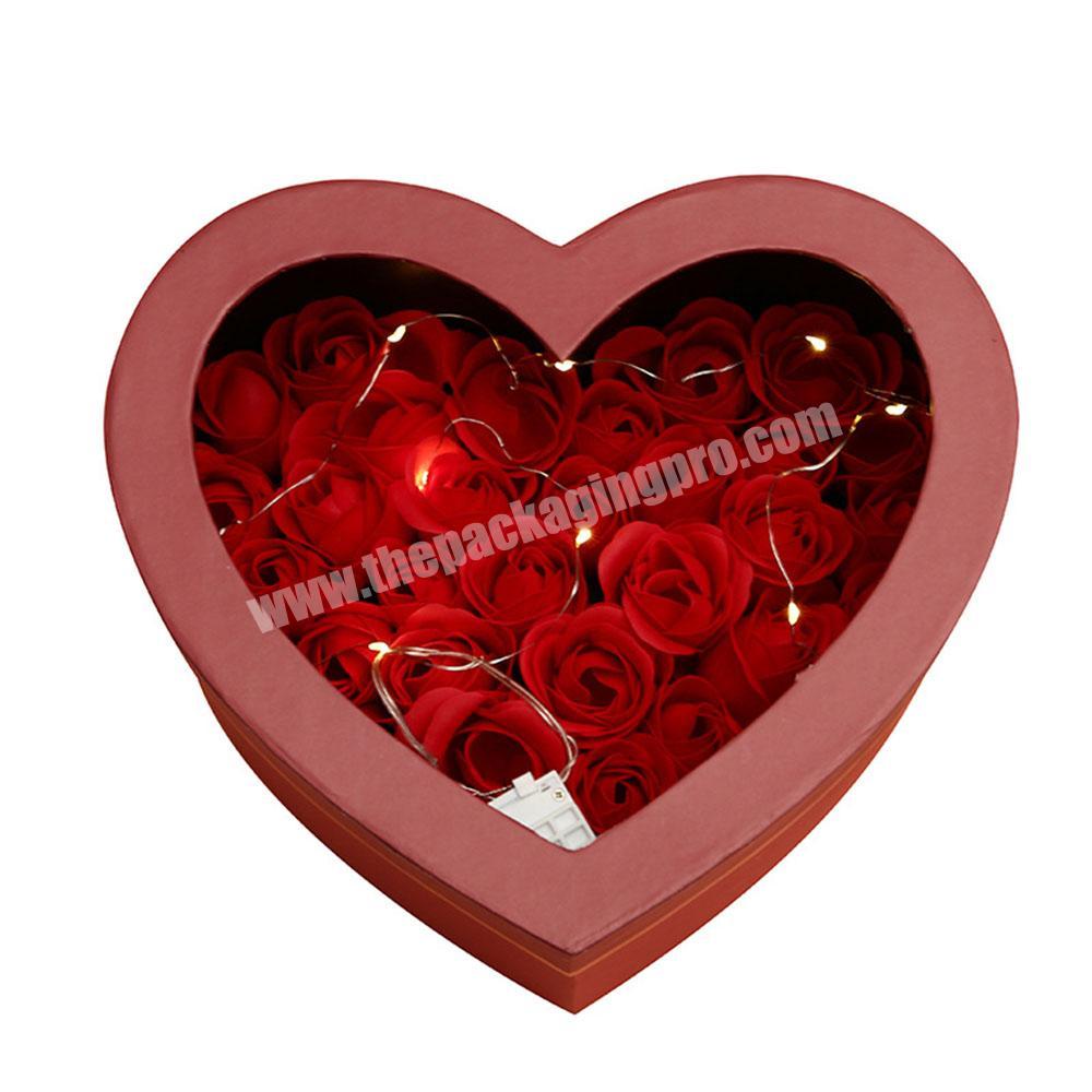 Luxury window heart shape gift red flower box logo