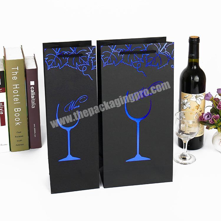 luxury wine bottle gift paper bags with handles and logo