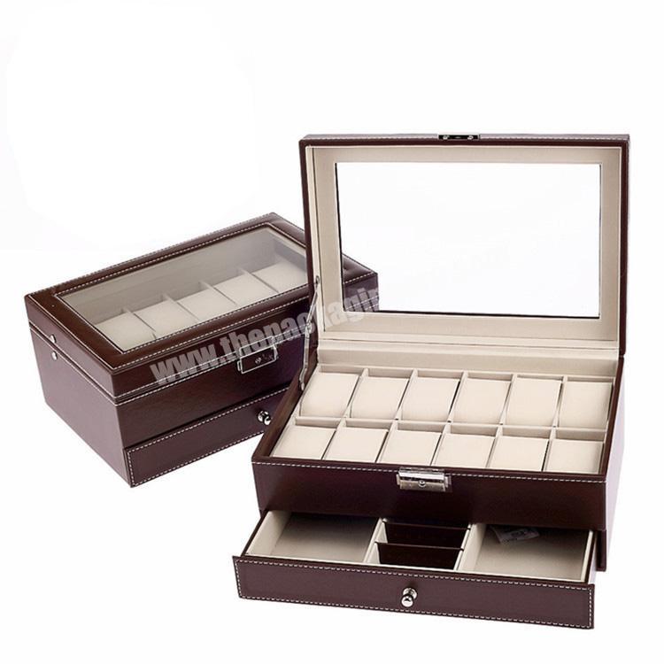 Luxury  Wooden Display Collector Storage 12 Watches  Box With Drawer