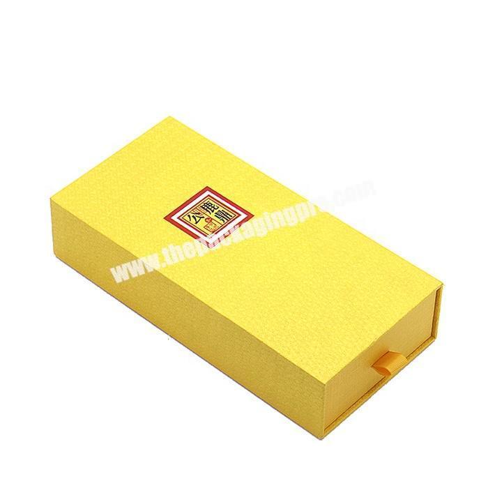 Luxury yellow color paper drawer box wine packaging gift box