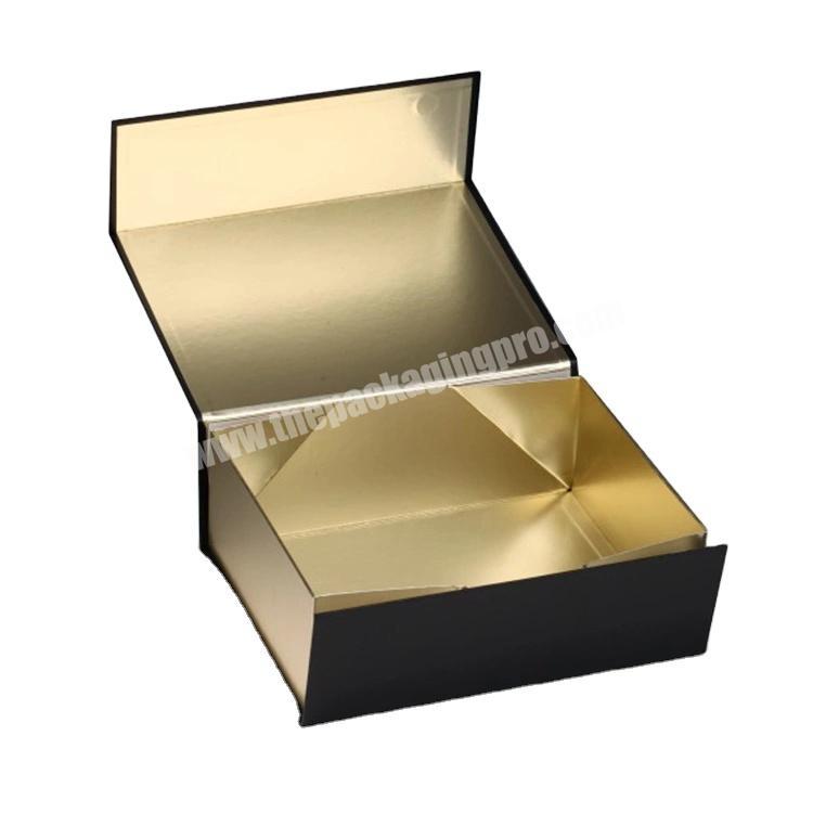 Magnet Box Carton Black Rigid Flat Luxury Magnetic Folding Storage Paper Gift Box With Ribbon