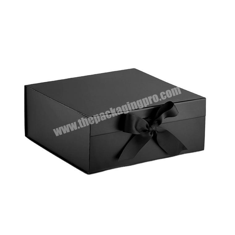 Magnet Box Carton Book Shaped Gift Box Rigid Flat Luxury Magnetic Folding Storage Paper Gift Box With Ribbon
