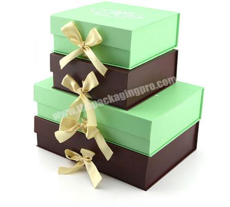 Magnet folding boxes with ribbons luxury gift boxes for gift packaging wigs packaging boxes for clothes