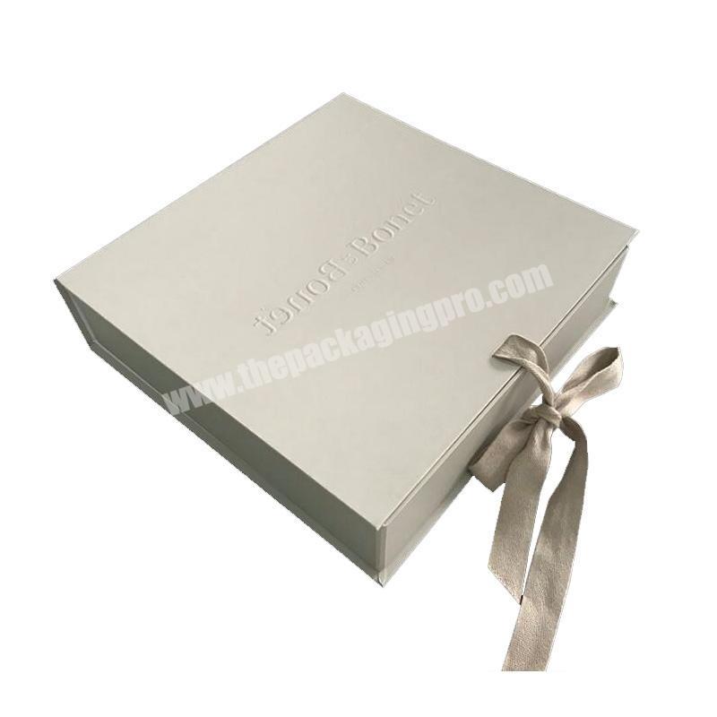 Magnet Folding Paper Flat Pack Box Luxury Magnetic Gift Boxes with Silk ribbon
