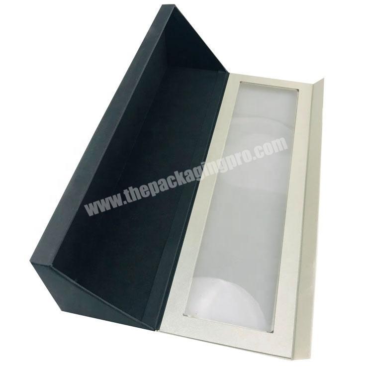 Magnetic flap transparent window triangle  paper box for gift packaging