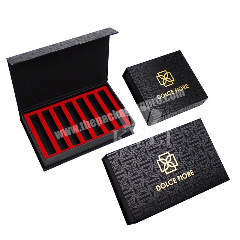 Magnetic flip top attar gift box with eva foam and magnetic catch card board essential oil packaging boxes