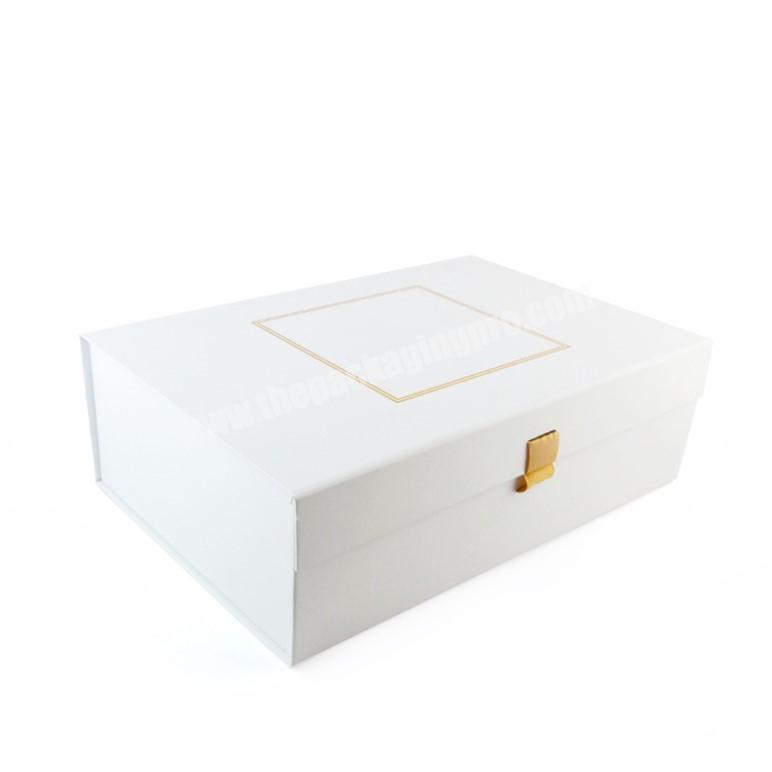 Magnetic gold stamping box custom labels packaging flat foldable gift boxes with ribbon