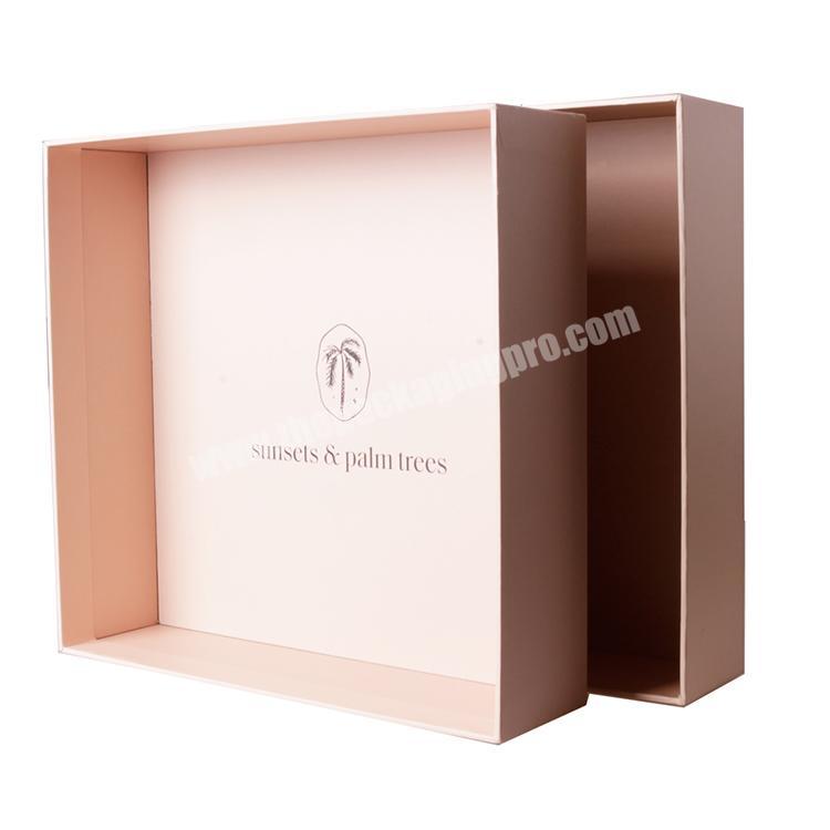 Manufacture Custom Logo Pink Lid and Base 2 Pieces Clothing Rigid Cardboard Women Hand Bags Paper Box