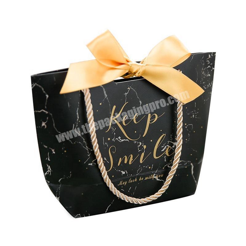 Manufacturer Custom Personalized Brand Luxury Small Logo Printed Black Marble Paper Bag Unique FragrancePerfume Packaging