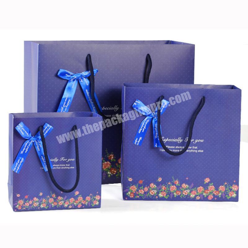 Manufacturer Custom Printing Blue Gift Paper Bags