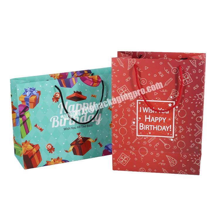 Manufacturer Customized Logo Recyclable Packing CMYK Paper Packaging birthday party bag