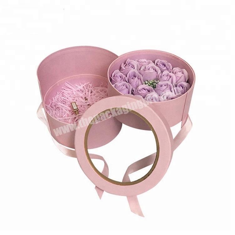 Manufacturer Dry Flower Gift Box PVC Window Double Layer Gift Box Innovative Fascinating Paper Gift Box Packaging With Ribbon
