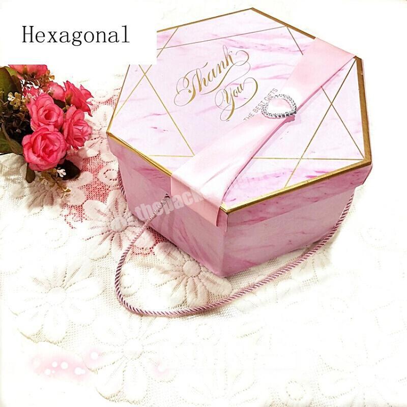 Manufacturer High Quality Hot Stamping  Rigid  Hexagon Shape Portable Cardboard Gift Packaging Box with Supercapacity