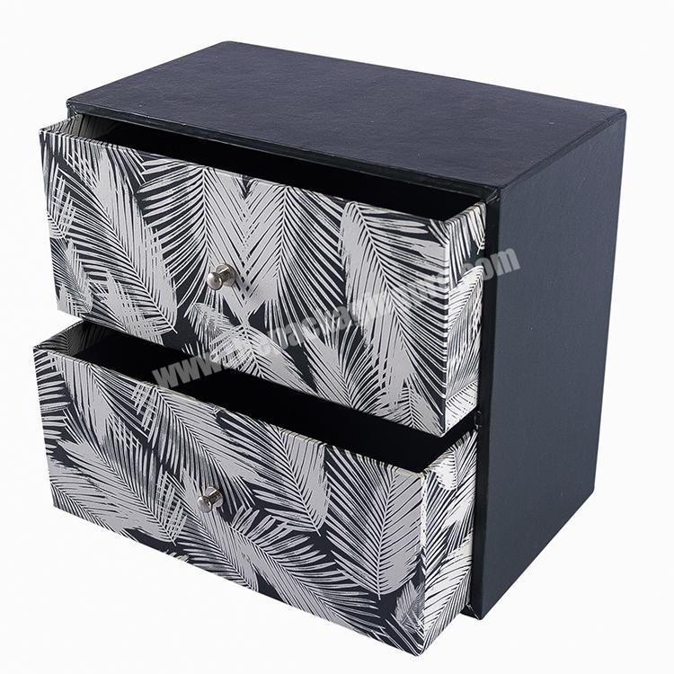 Manufacturer Jewelry Organizer Drawer Feather Print Jewelry Storage Paper Box Cosmetic Retro Jewelry Paper Box