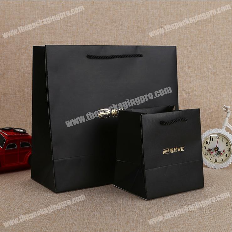 Manufacturer Luxury Custom Made Black Cardboard Shopping Paper Bag, Logo Fashion Bags Handbag 2018