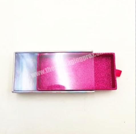 Manufacturer private label empty hair or lash box clear window drawer style cardboard eyelash packaging box