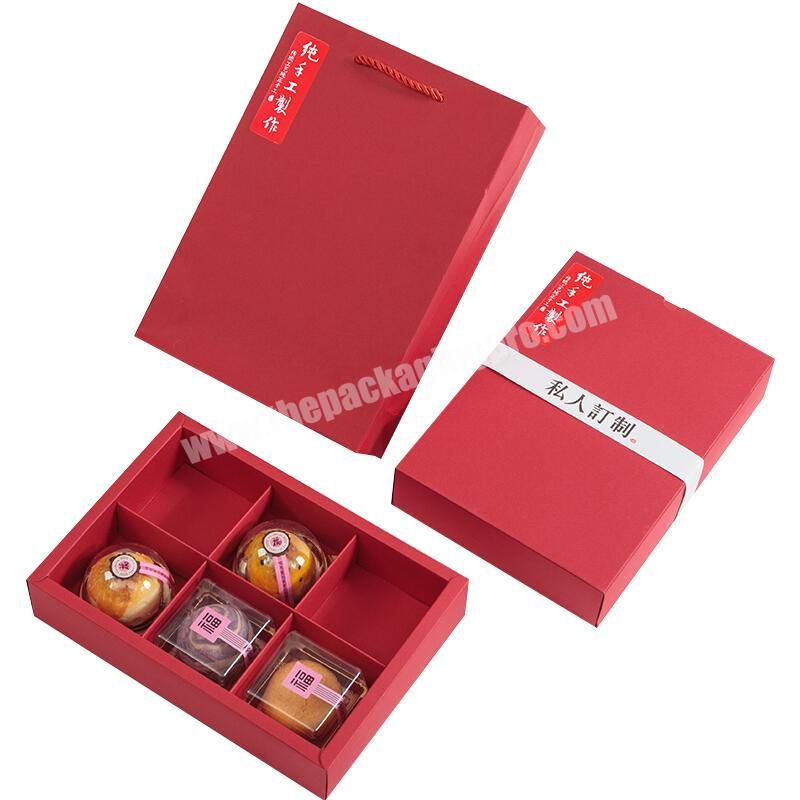 Manufacturer Red Color Chequered Drawer Bake Mooncake  Packaging Box with Customized Logo and Hemp Rope