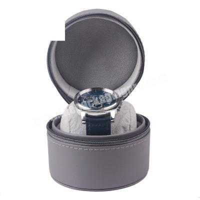 Manufacturer wholesale customized circular cover watch box zipper PU leather watch bag high-grade watch box