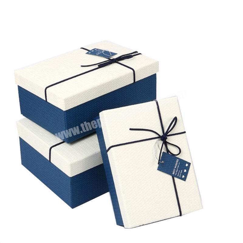 Manufacturers custom gift packaging box rectangular small leather bowknot heaven and earth cover gift packaging design box