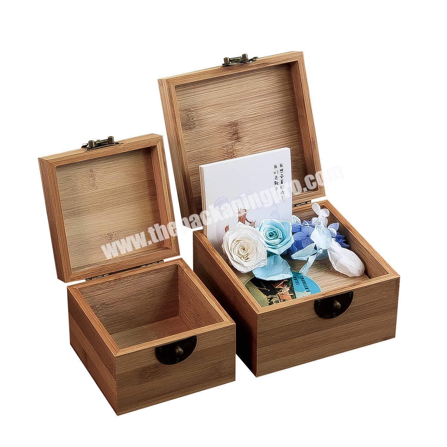 Manufacturers supply custom packaging gift box production square whiskey gift set wooden box