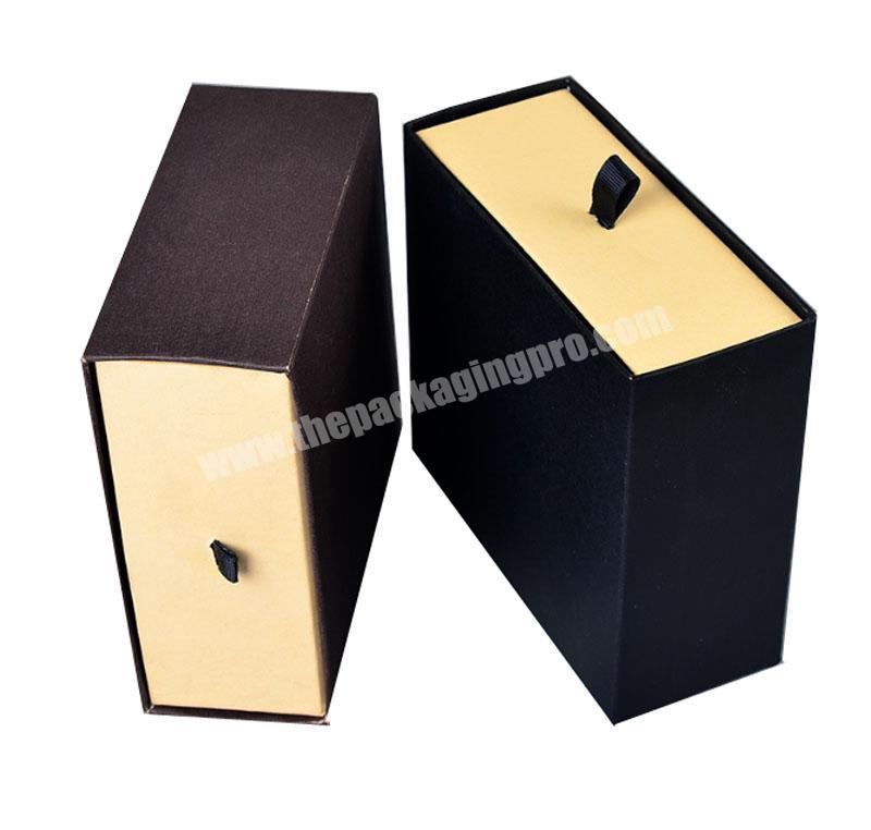 Manufacturers wholesale custom drawer jewelry gift box gift department store packaging box with black stretch silk belt