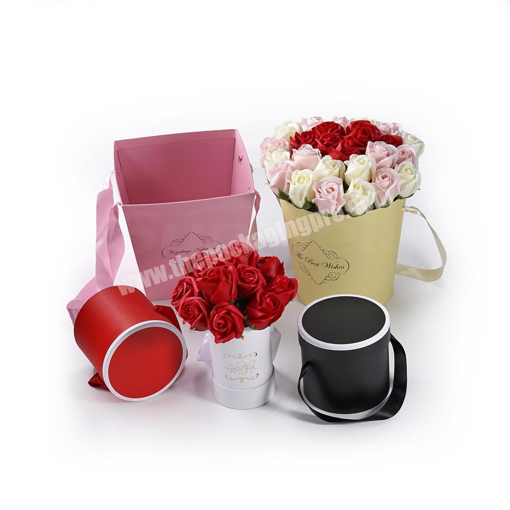 Many kinds of box type flower paper packaging box with ribbon handle