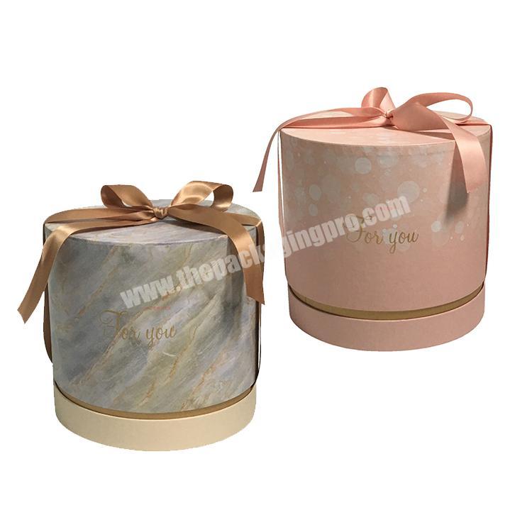 marble flower wedding favour box lid luxury gift box with ribbon