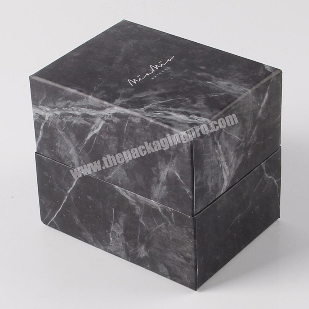 Marble pattern printing gift paper box with lid pillow watch box with logo