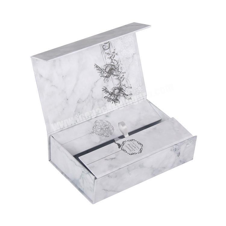 Marble print double door opening folding packing box with matt lamination