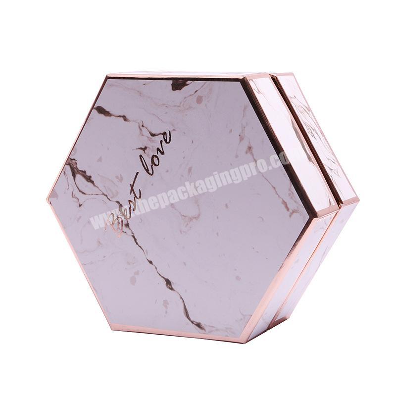 Marbling Hexagon Paper Candy Box Wedding Favors Gifts Boxes Thank You Paper Boxes Customized Cardboard Paper Box