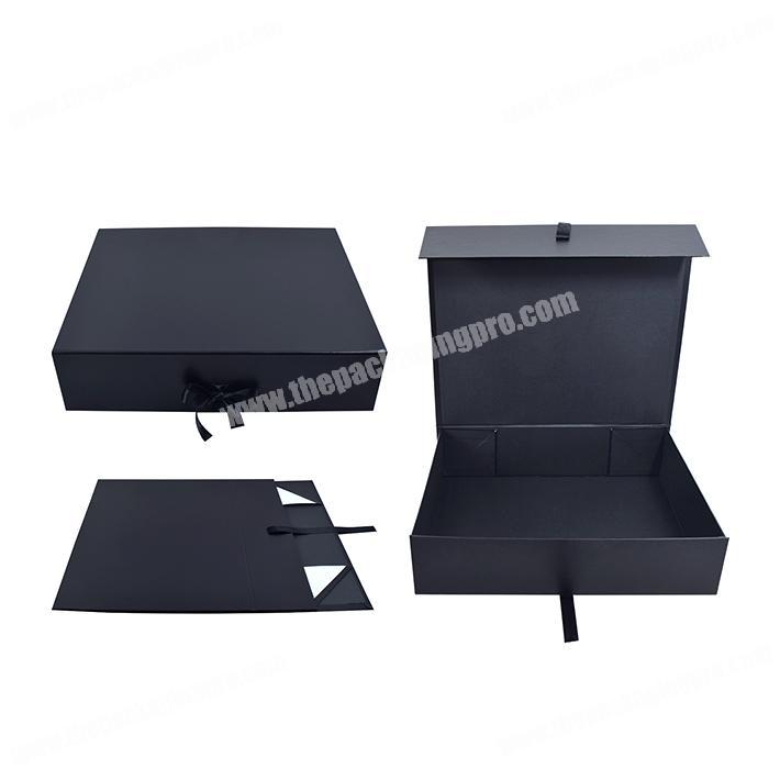 Matt black custom flat folding cardboard gift box packaging