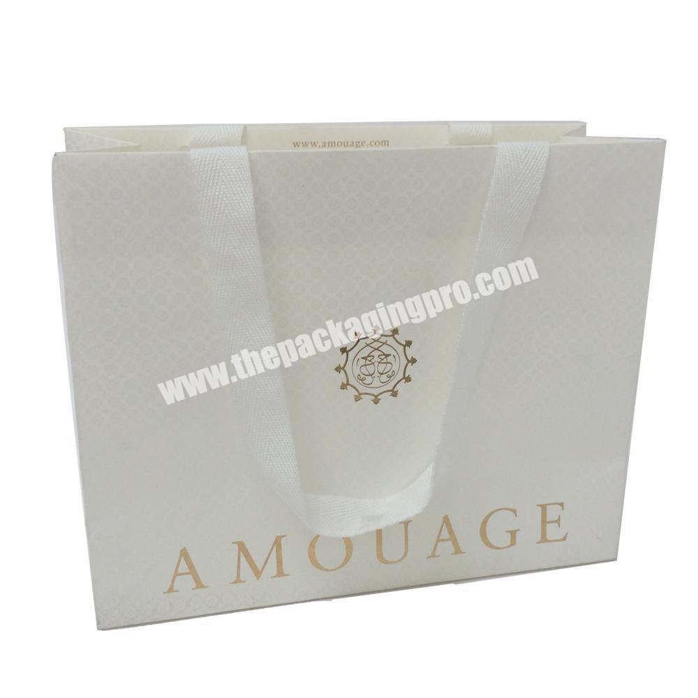 Matt Laminated  Reusable Custom Logo White Card Paper Shopping Bag