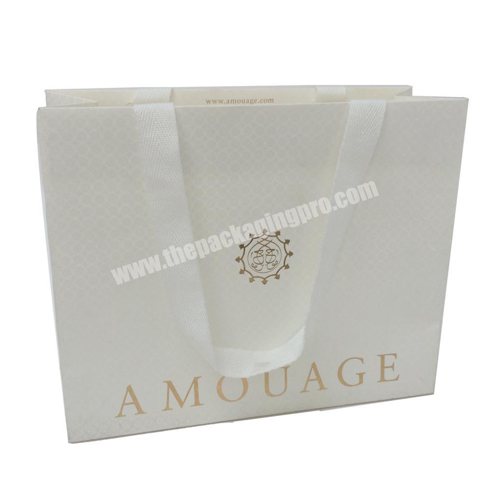 Matt Laminated  Reusable Custom Logo White Card Paper Shopping Bag