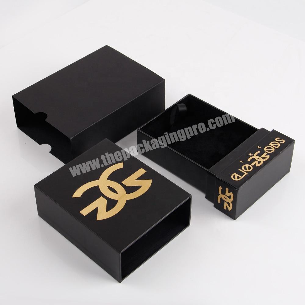 matt lamination black sliding drawer perfume box with sleeve