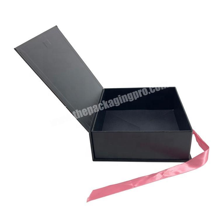 matte black packaging boxes foldable private label magnetic box with ribbon
