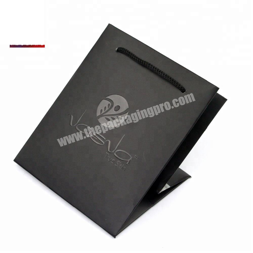 Matte Black Paper Flat Packaging Bag With Spot UV Logo In Small Size